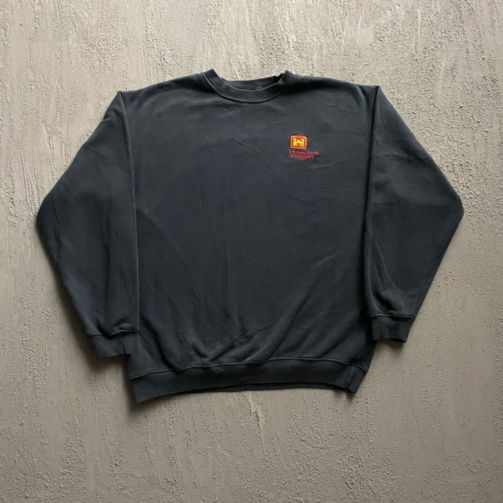 Vintage US Army Corps of Engineers Sweatshirt Mens Large Black 90s Bay Side
